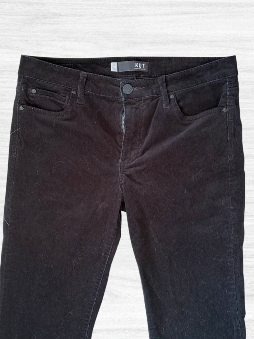 KUT From The Kloth Diana Fab AB Skinny Black Stretch Corduroy Pants Size 10 - Picture 2 of 7